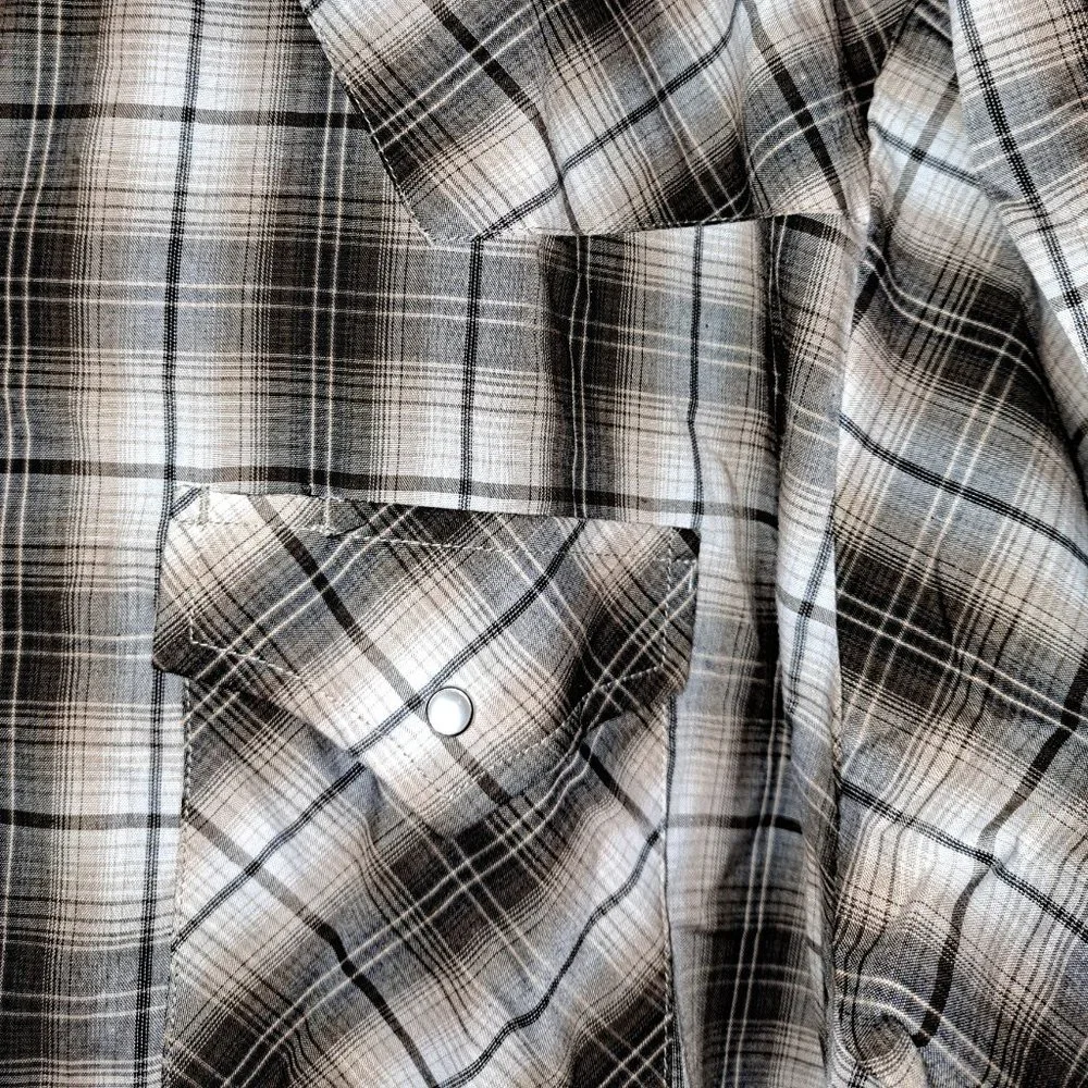 Men's Ely Cattleman Short Sleeve Plaid Western Pearl Snap Shirt XLTALL - Picture 5 of 7